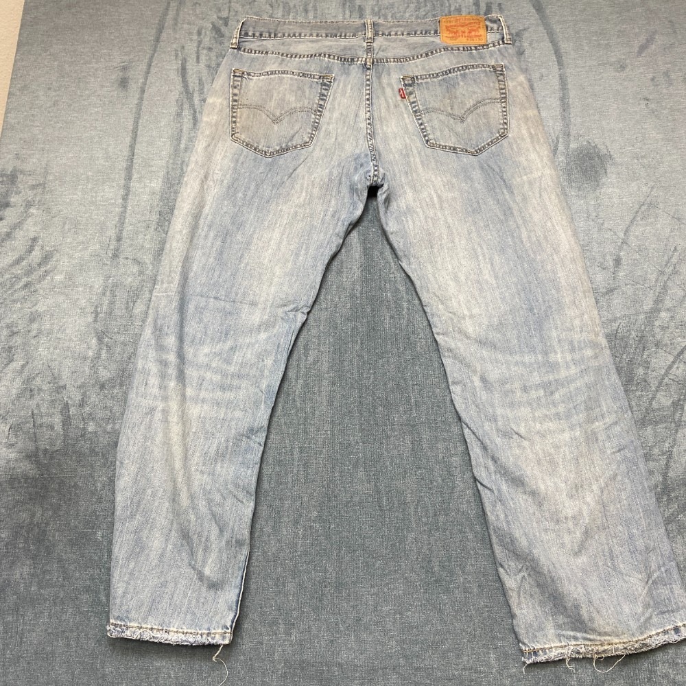 Levi's 559 Jeans Mens 36x30 Blue Denim Frayed Hem Relaxed Fit Straight Leg Faded
